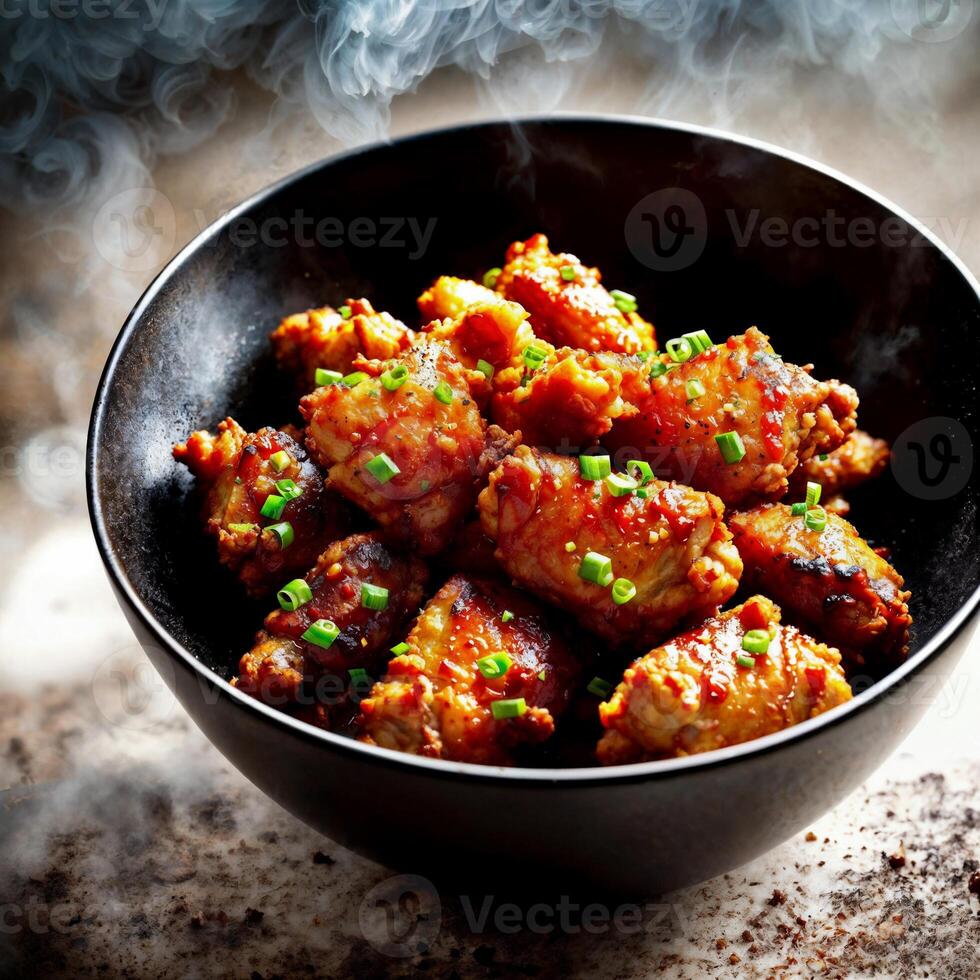 close up of food photography crispy korean fried chicken wings
