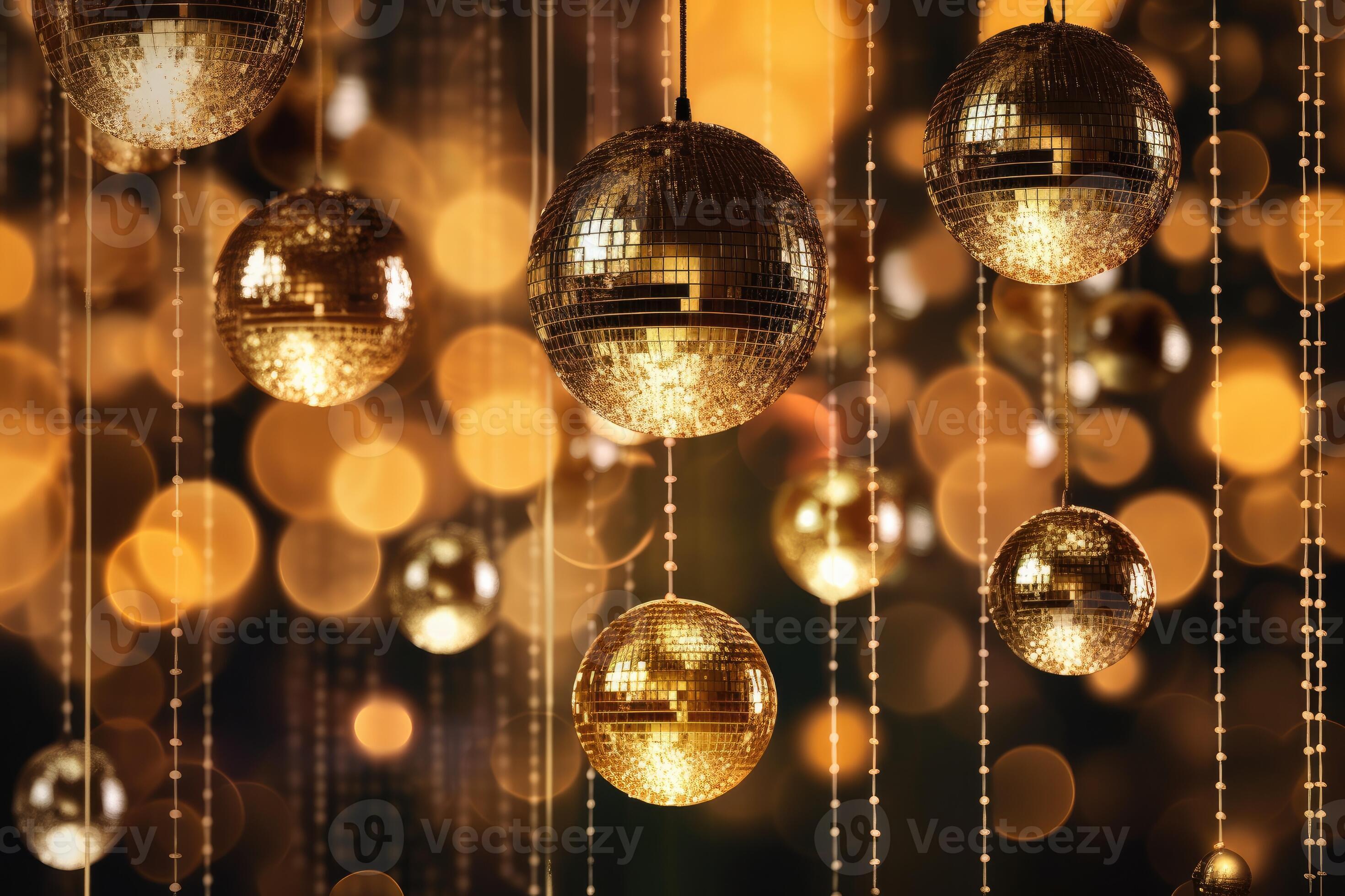 Disco balls image in gold on golden background. 23998446 Stock Photo at