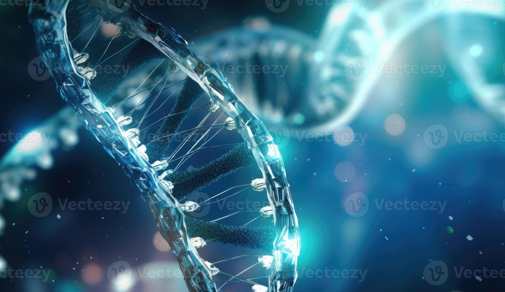 Dna strand on a background, lens flare. photo