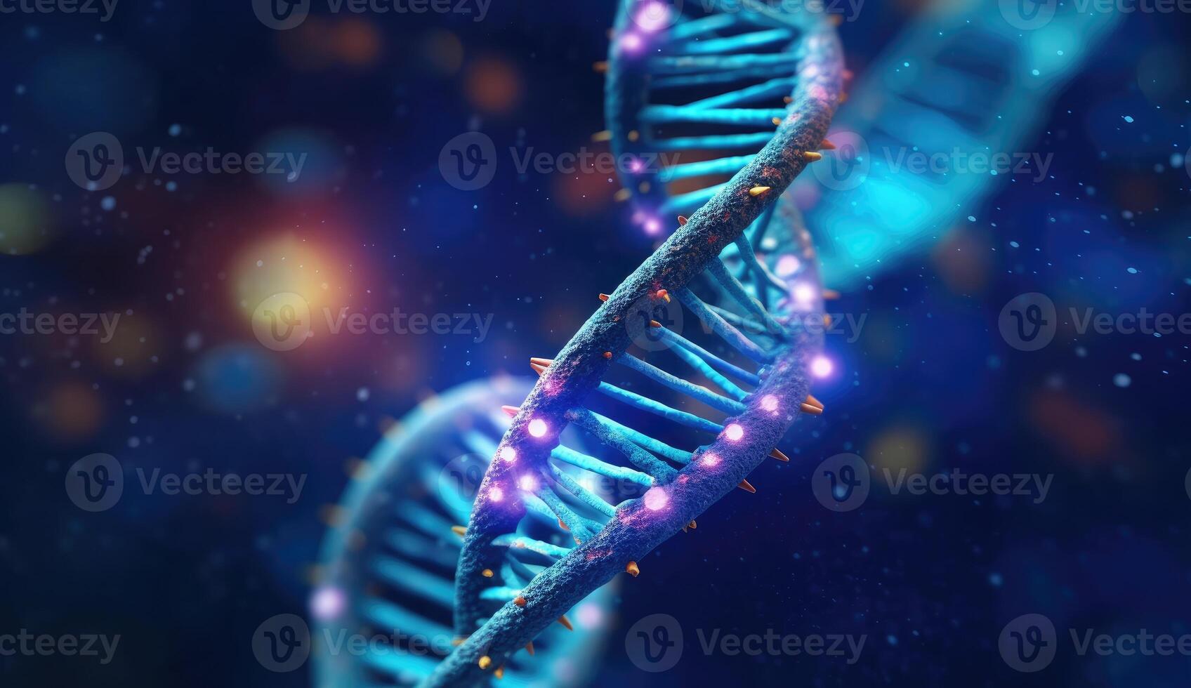 Dna strand on a background, lens flare. photo