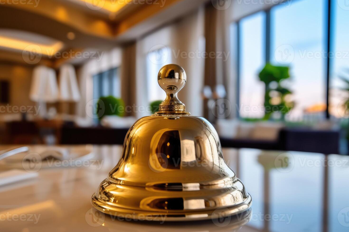 Bell on the counter at the hotel. photo