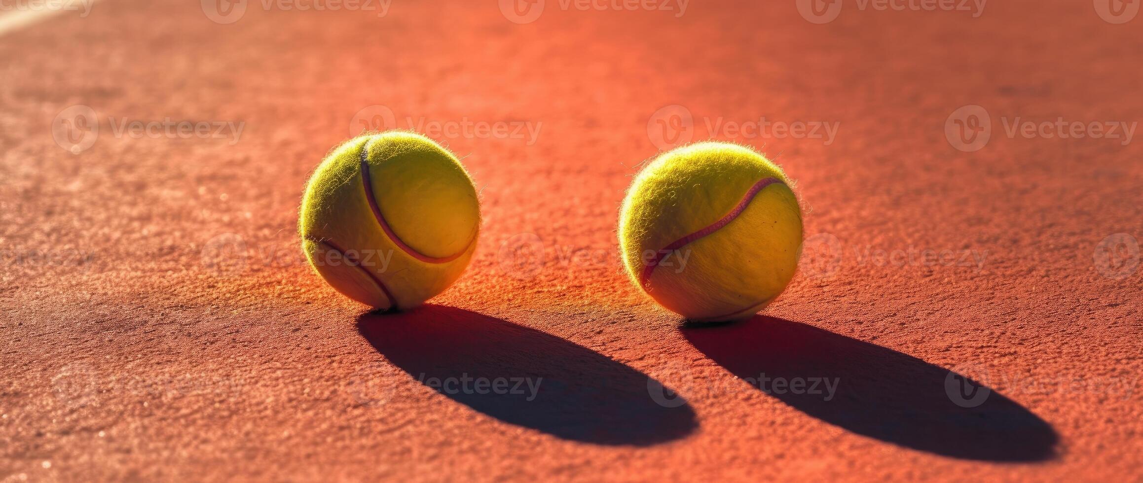 Tennis balls on a court. photo