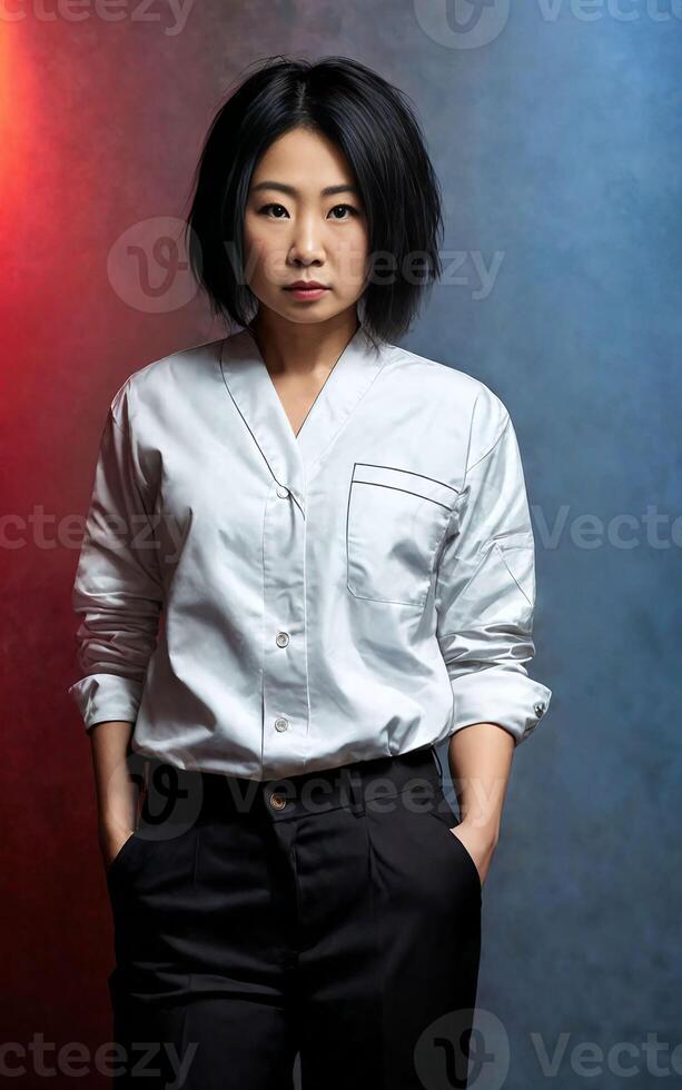 scientist researcher asian woman wearing lab coat at laboratory, photo