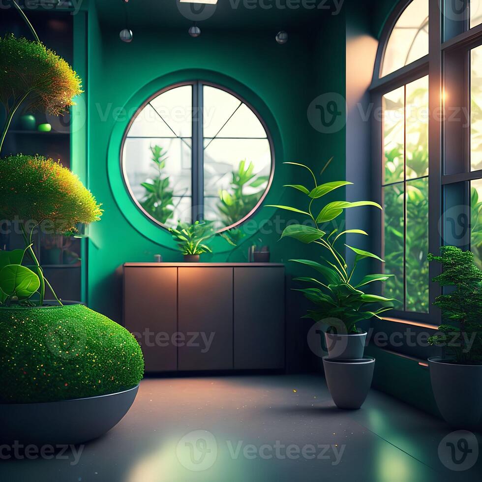 futuristic plant tree in spaceship room, generative art by A.I. photo
