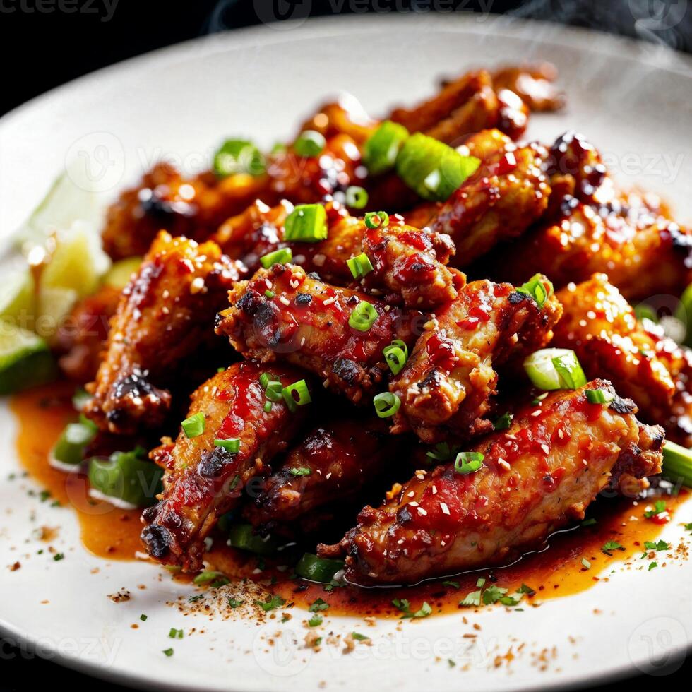 close up of food photography crispy korean fried chicken wings