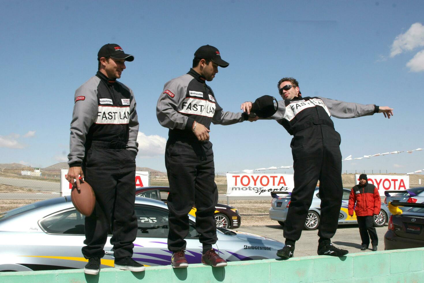 Drew Lachey Wilmer Valderrama and Daniel Goddard Toyota ProCelebrity Race Lancaster Training The Willows Lancaster CA March 15 2008 2008 Kathy Hutchins Hutchins Photo