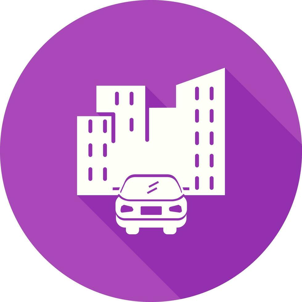 coche en icono de vector de ciudad