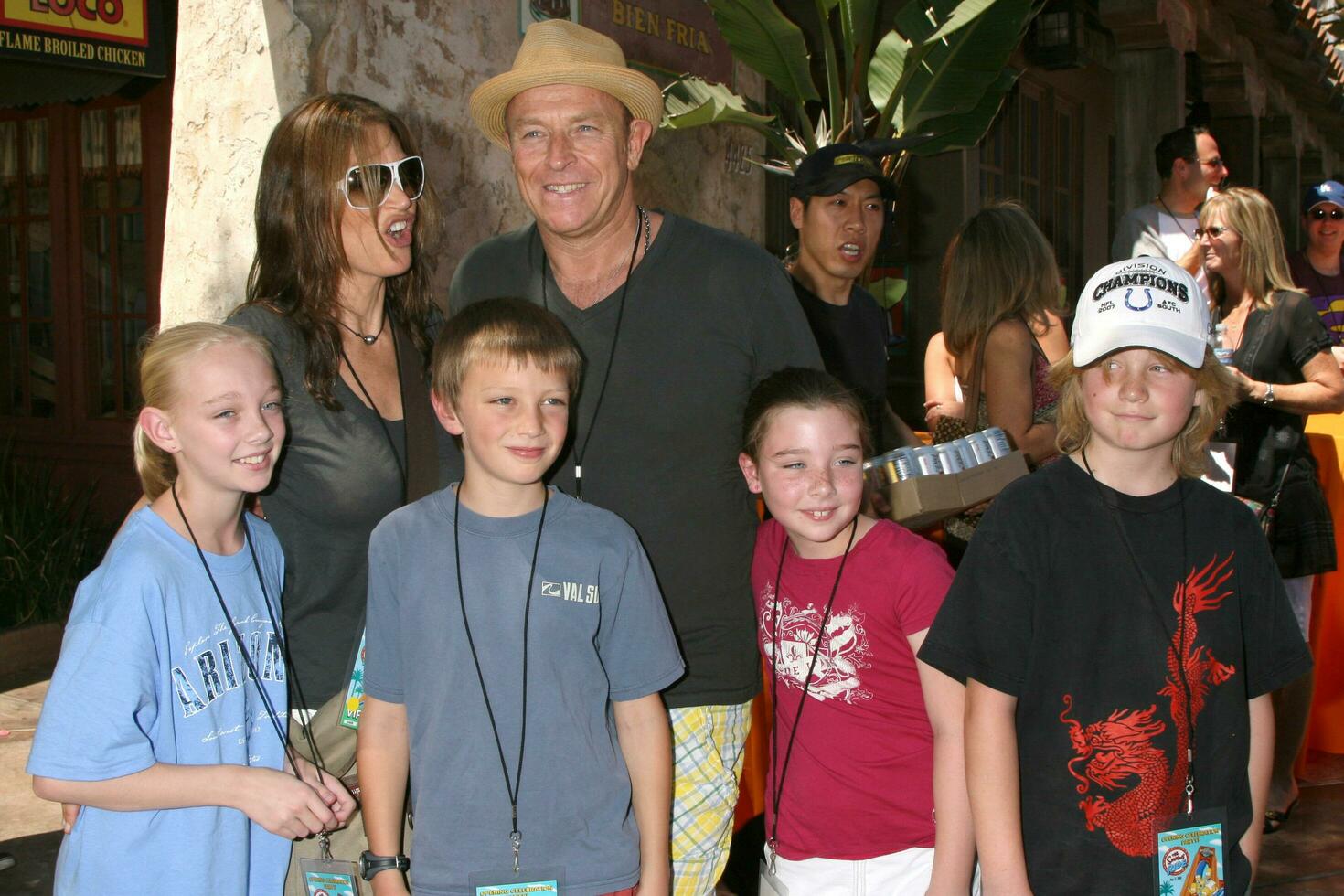 Amanda Pays  Corbin Bernsen with kids and Their niece nephews The Simpsons Ride Grand Opening Universal Studios Theme Park Los Angeles CA May 17 2008 2008 Kathy Hutchins Hutchins Photo