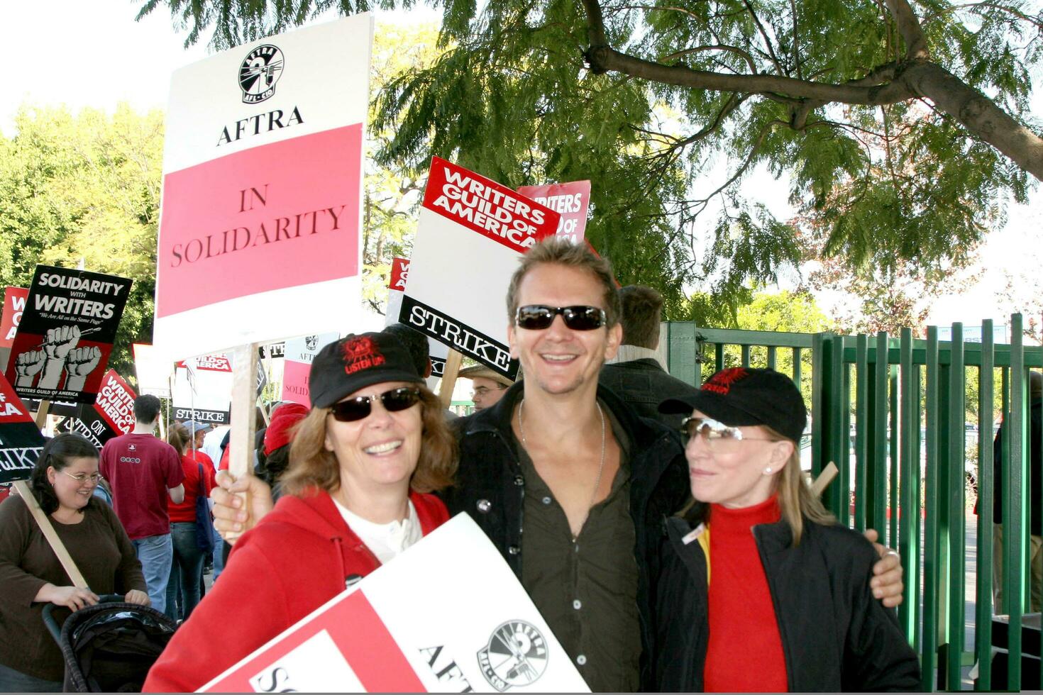Jane Elliott Sebastian Roche and Leslie Charleson Soap Opera AFTRA Actors Support Writers Guild of America Strike CBS Television City December 17 2007 Los Angeles CA 2007 Kathy Hutchins Hutchins Photo