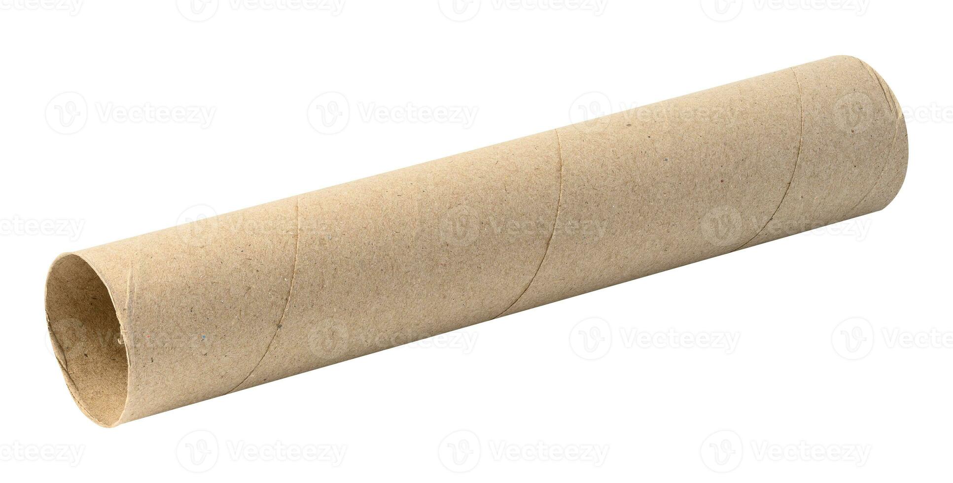 Brown paper towel from a roll of kitchen towels, object isolated on a