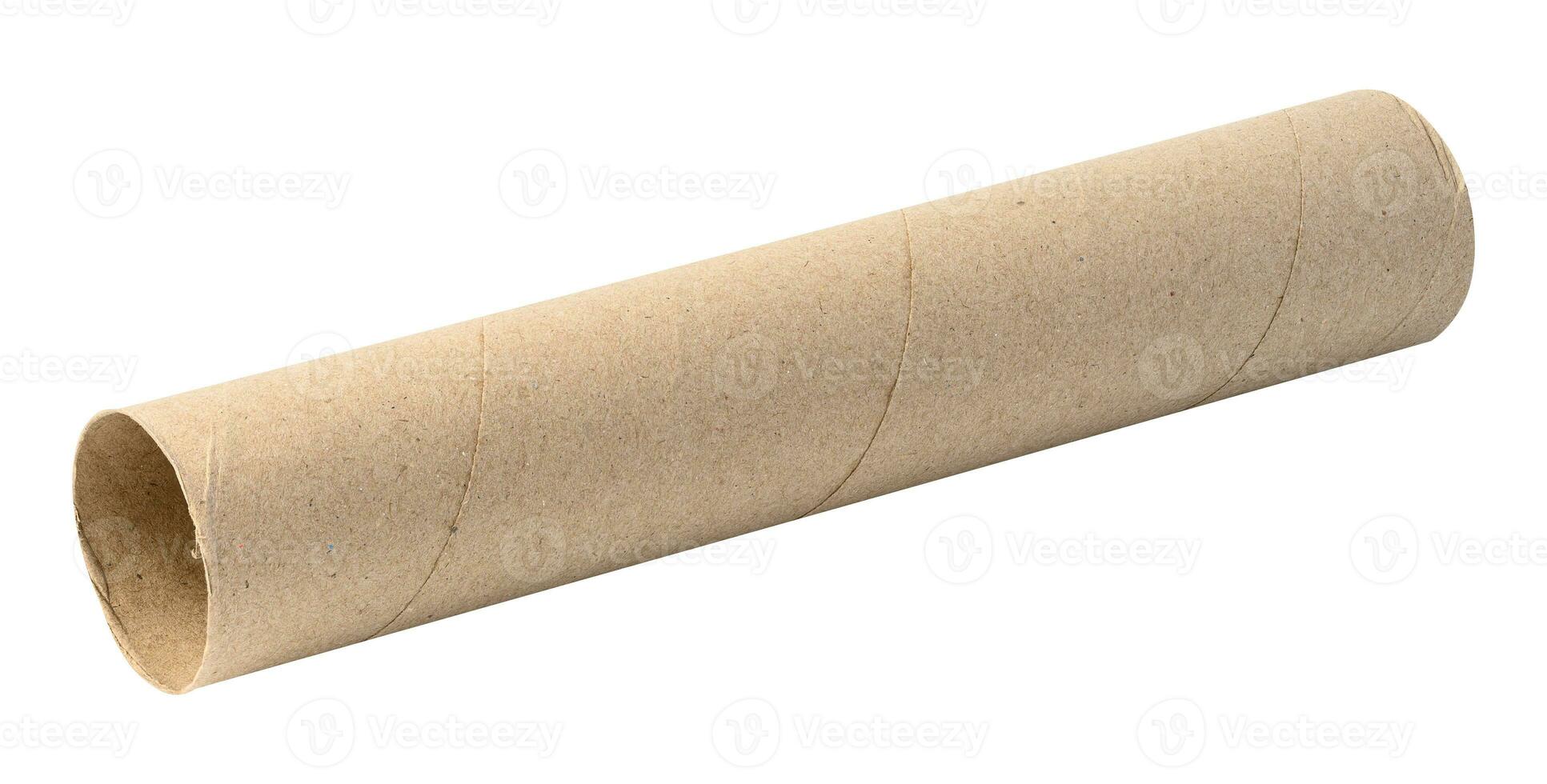 Brown paper towel from a roll of kitchen towels, object isolated on a white background photo