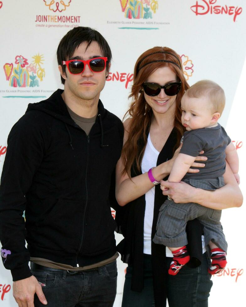 Pete Wentz, Ashlee Simpson-Wentz and son Bronx Mowgli Wentz arriving at the A Time For Heroes Celebrity Carnival benefiting the Elizabeth Glaser Pediatrics AIDS Foundation at the Wadsworth Theater Grounds in Westwood , CA on June 7, 2009 photo