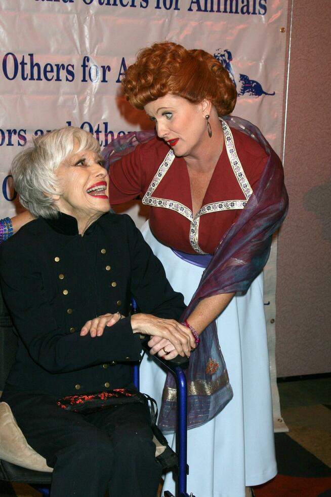 Carol Channing and Lucille Ball Impersonator from Universal Studios arriving at the Actors and Others for Animals Roast of Carol Channing at the Universal Hilton Hotel in Los Angeles, CA on 
November 15, 2008
 2008 Kathy Hutchins Hutchins Photo