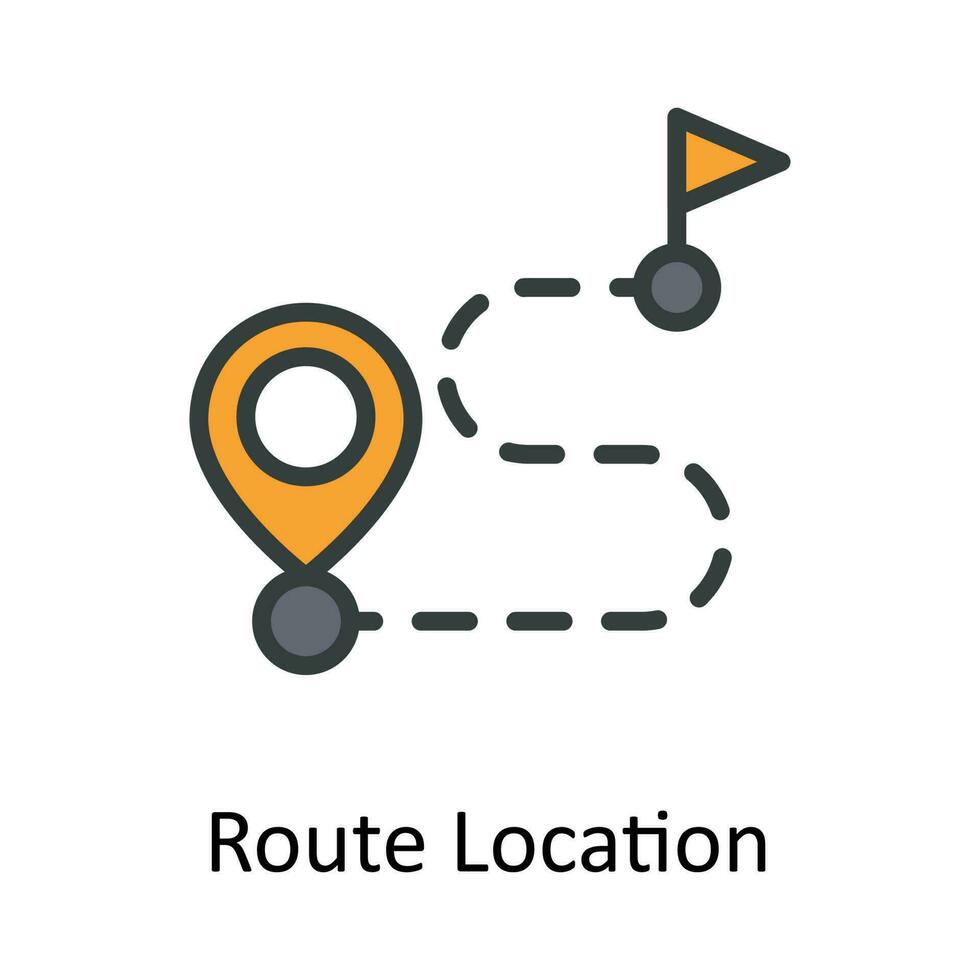 Route Location  vector  Fill  outline Icon Design illustration. Location and Map Symbol on White background EPS 10 File