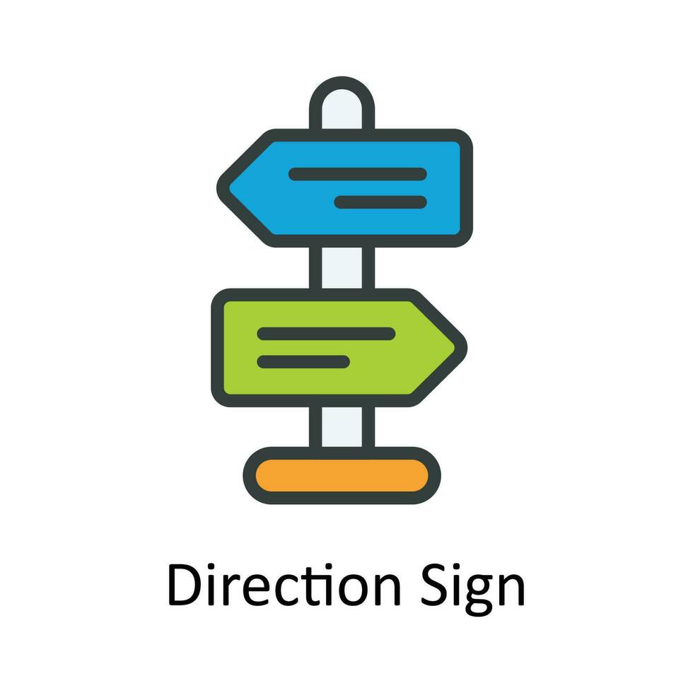 Direction Sign vector  Fill  outline Icon Design illustration. Location and Map Symbol on White background EPS 10 File