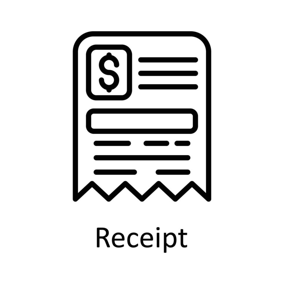 recibo vector contorno icono diseño ilustración. impuestos símbolo en blanco antecedentes eps 10 archivo