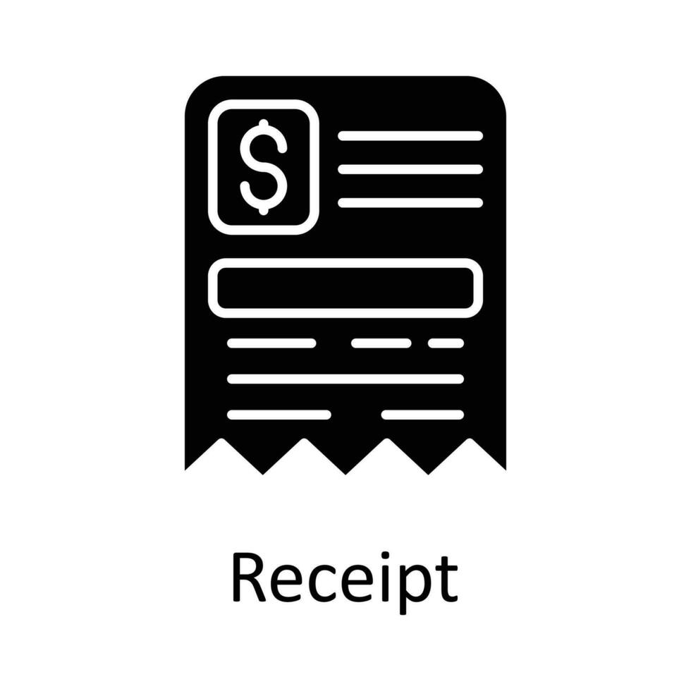 recibo vector sólido icono diseño ilustración. impuestos símbolo en blanco antecedentes eps 10 archivo