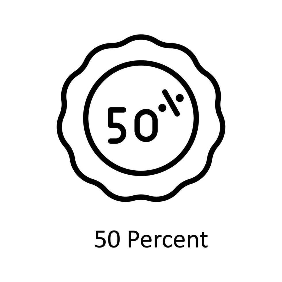 50 Percent  vector   outline Icon Design illustration. Work in progress Symbol on White background EPS 10 File