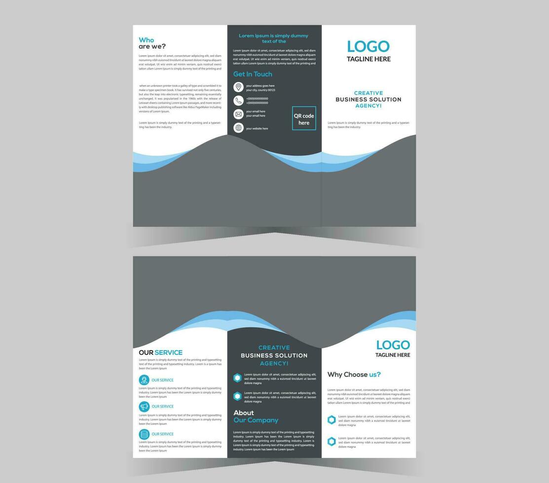 Trifold brochure design and vector template.