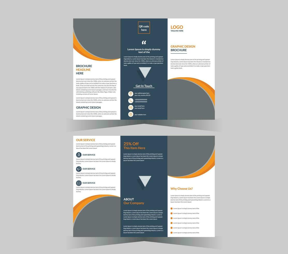 Trifold brochure design and vector template.