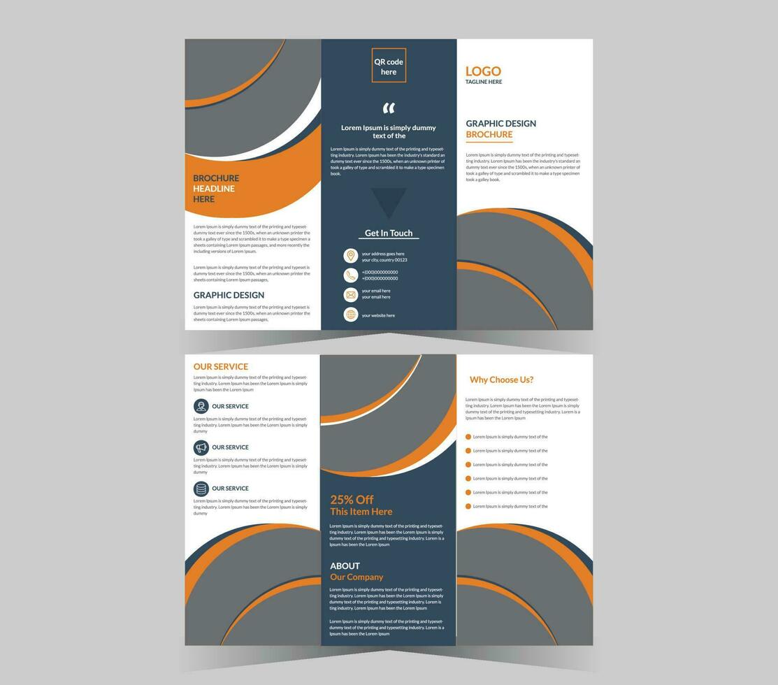 Trifold brochure design and vector template.