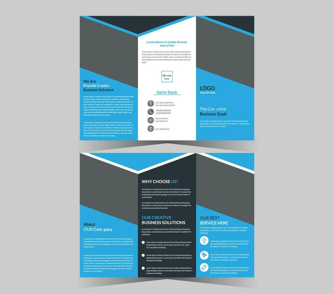 Trifold brochure design and vector template.