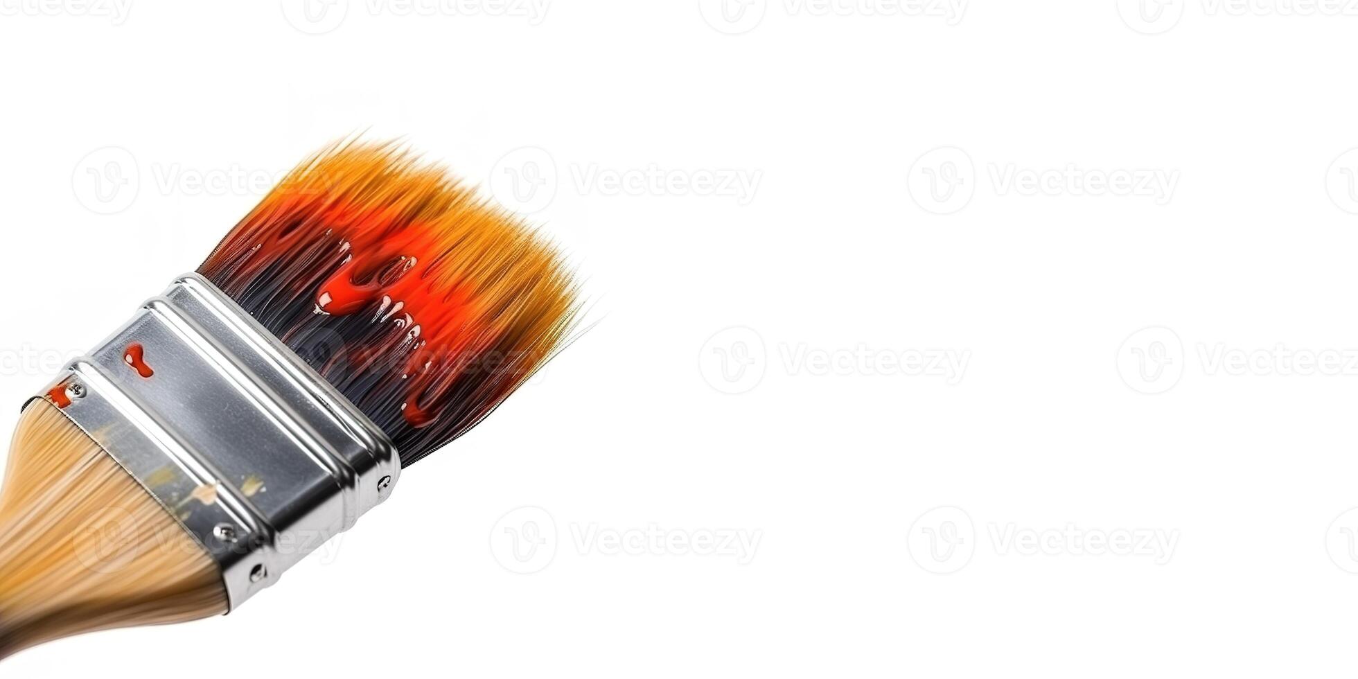 A Paint Brush on White Background and Space for Text Mockup Illustration with photo