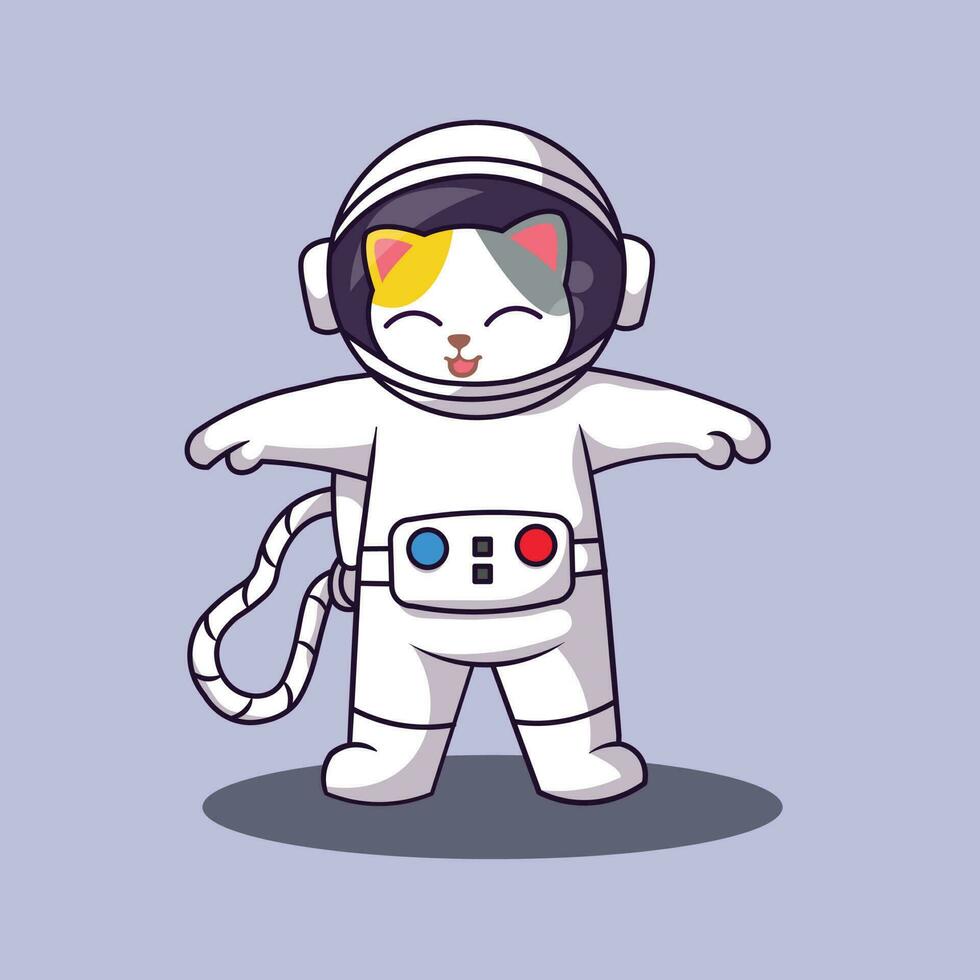 linda gato astronauta vector