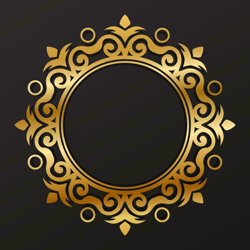 Luxury golden radial vintage ornament frame vector