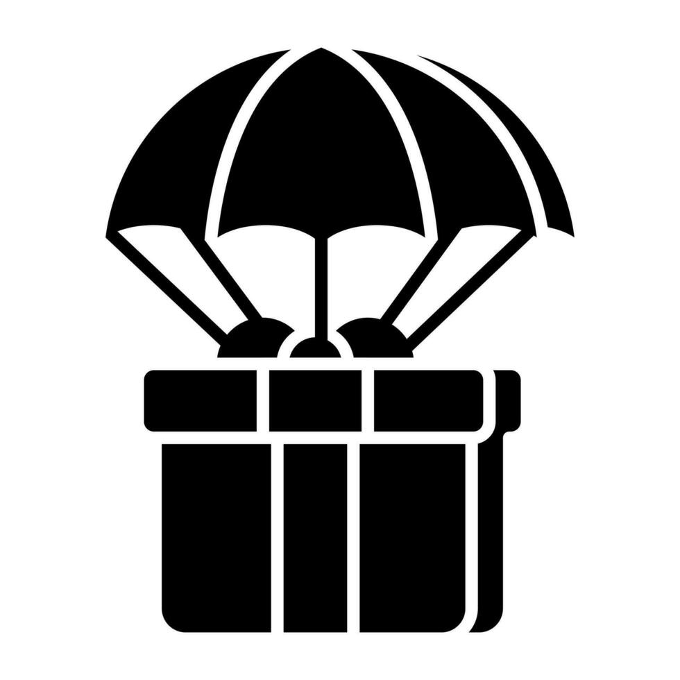 An icon design of parachute gift delivery vector