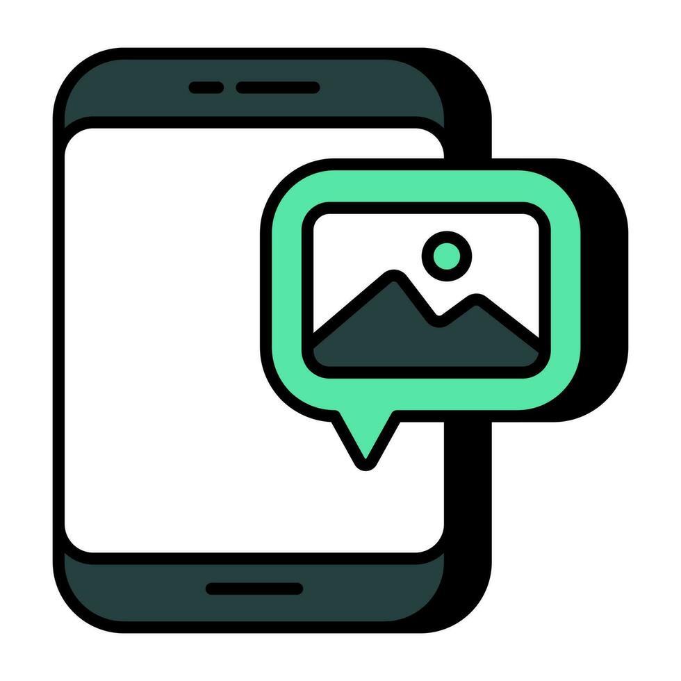 Conceptual flat design icon of mobile gallery vector