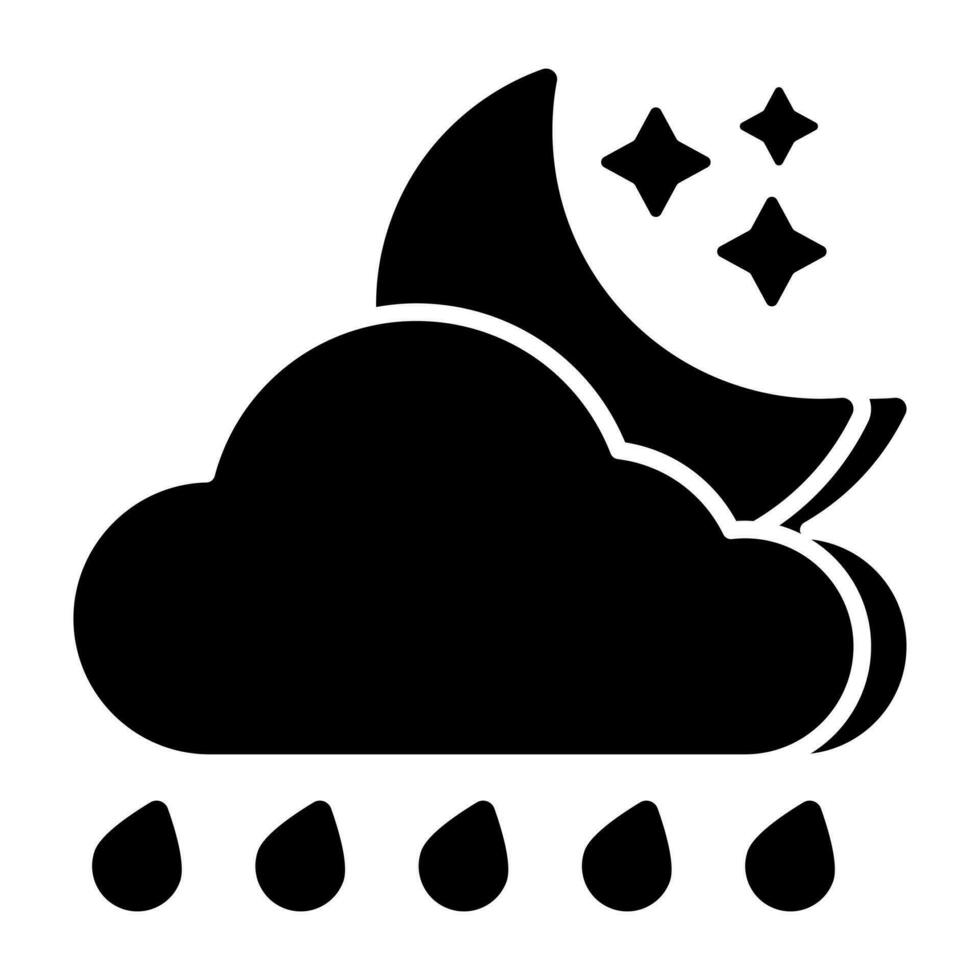 un icono diseño de lluvioso noche vector