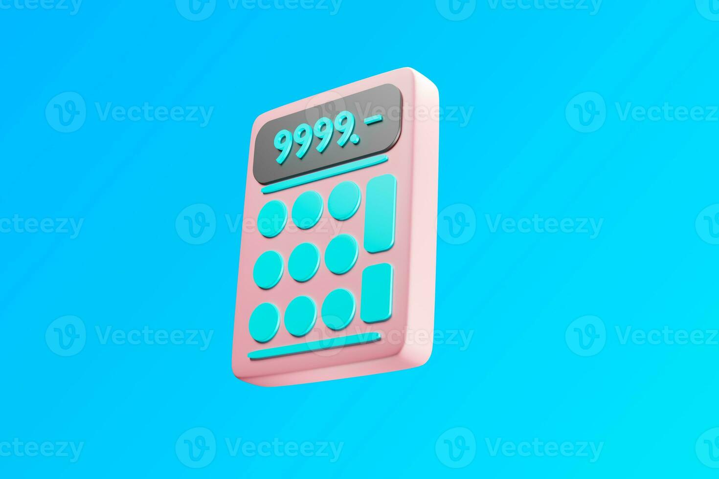 Calculator icon isolated on blue background. 3d rendering illustration. photo