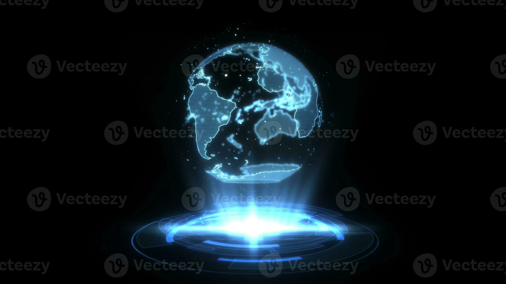 Hologram Light Show Scan Radar Earth Digital World Technology Futuristic Hud Screen Background photo