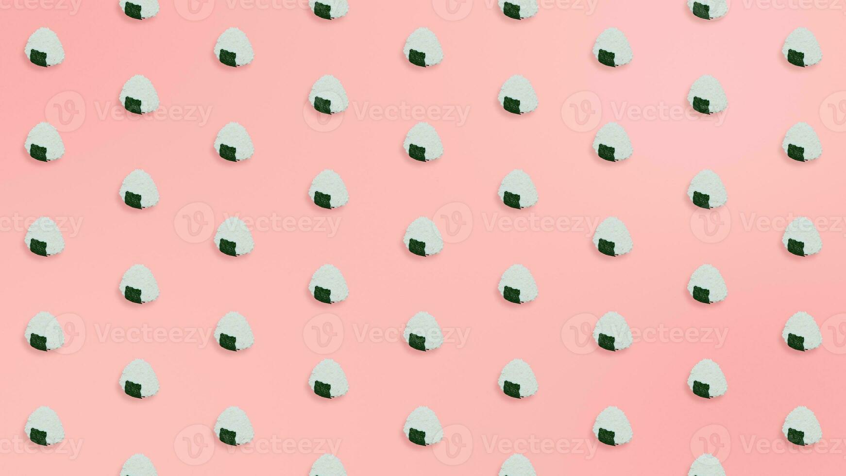 3D Rendering Onigiri Rice Ball Clean Pastel color Pattern 3D Illustration Background photo