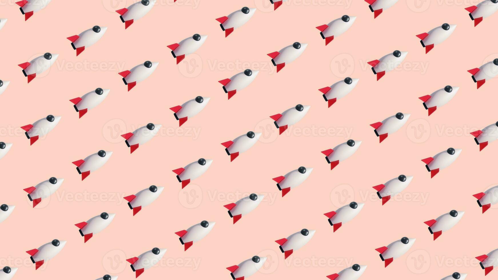 3D Rendering Start up Rocket Cute Clean Pastel color Pattern Animation 3D illustration Background photo