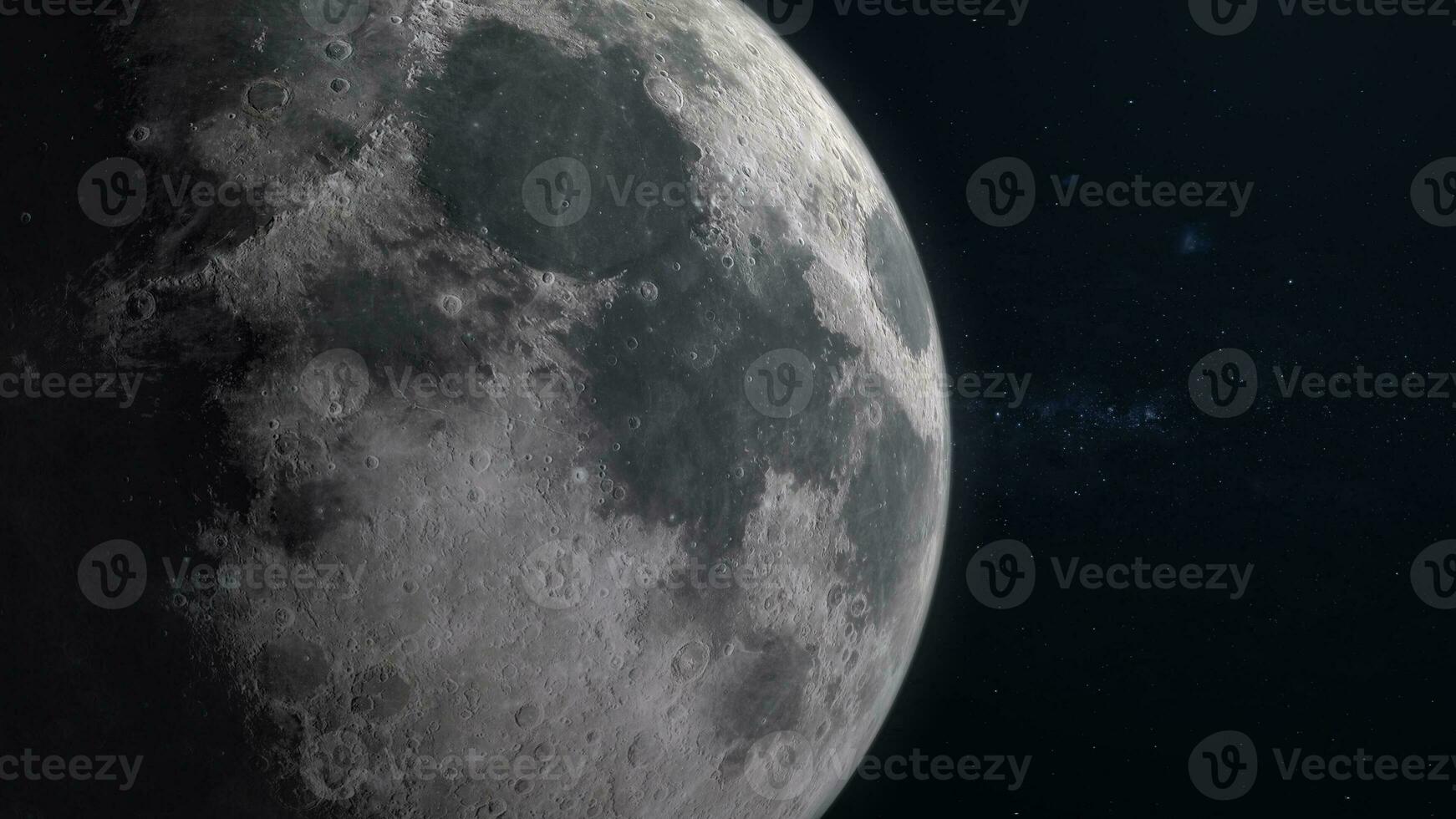 3D Render Close Up Earth World Moon Rotation Planet On Galaxy Space 3D illustration Background photo