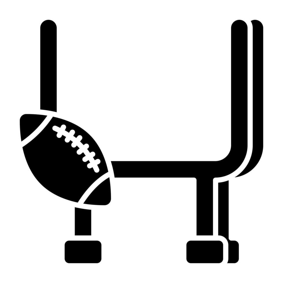 American football icon, solid design of rugby goal vector