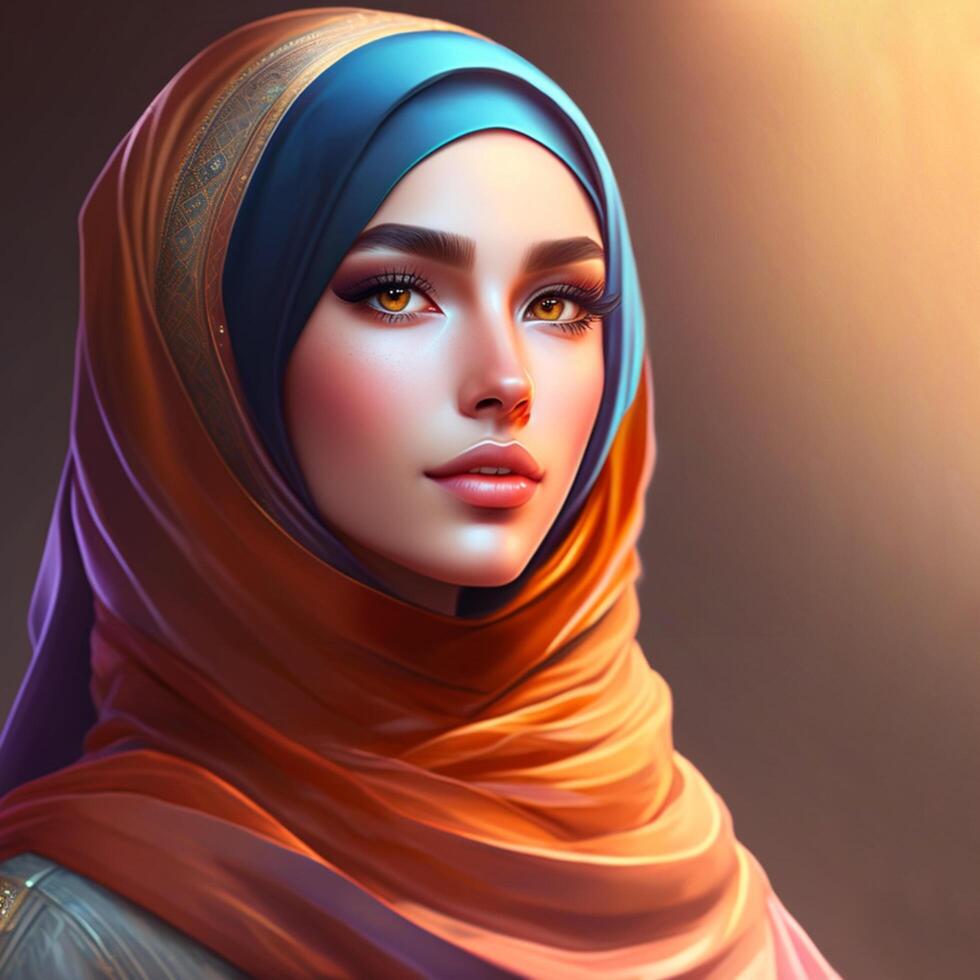 Beautiful Muslim woman wearing hijab from lexica.art photo