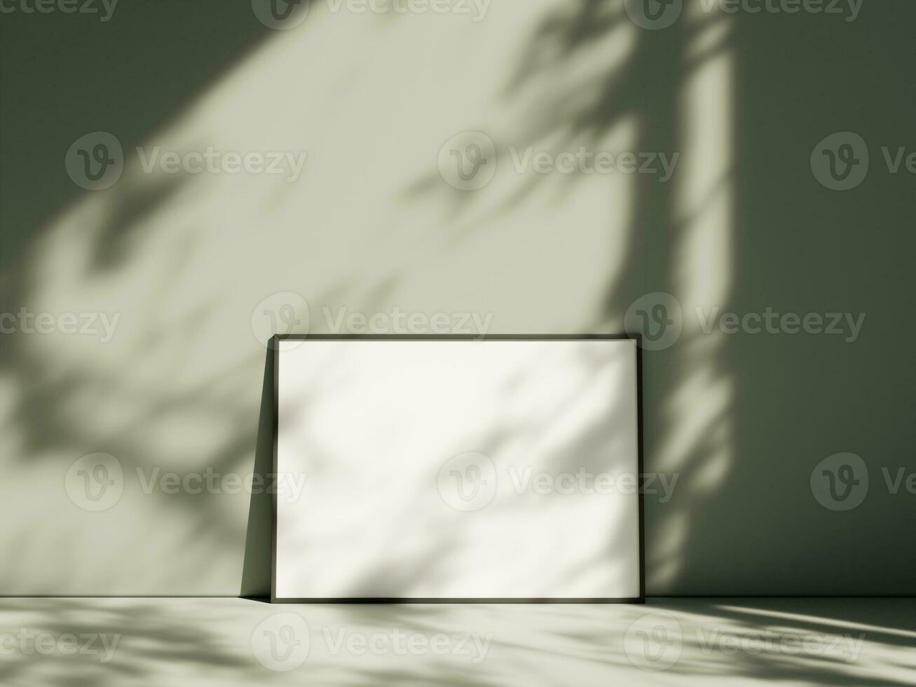 Minimal picture poster frame mockup on pastel floor with shadow photo
