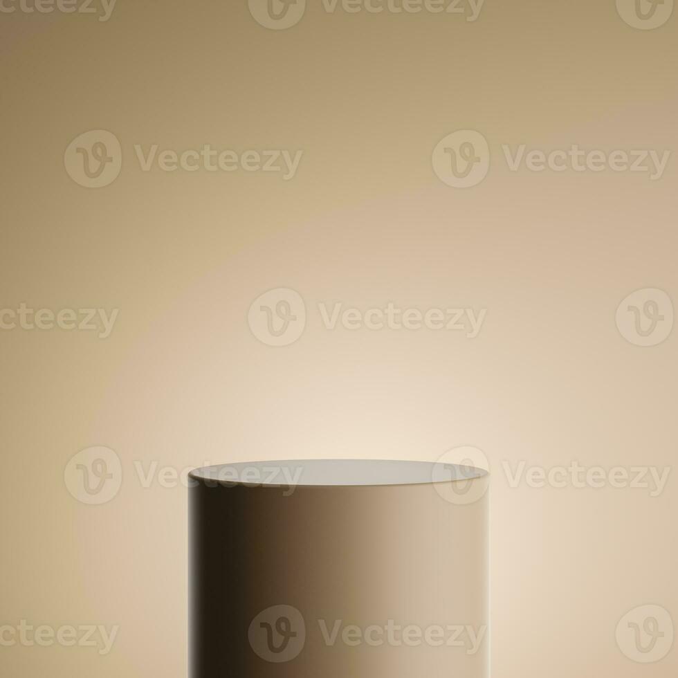 cilindro marrón podio en marrón antecedentes con minimalista estilo para producto estar foto