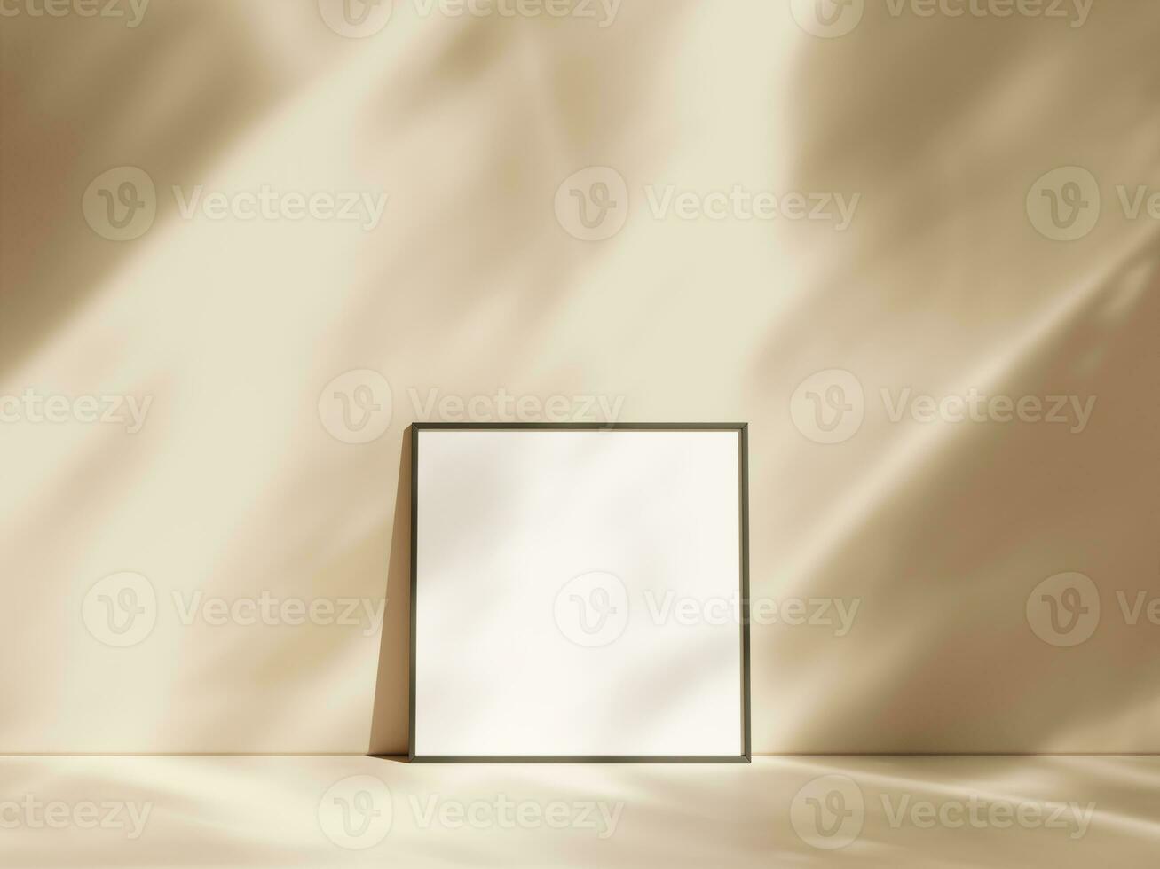 Minimal picture poster frame mockup on pastel floor with shadow photo