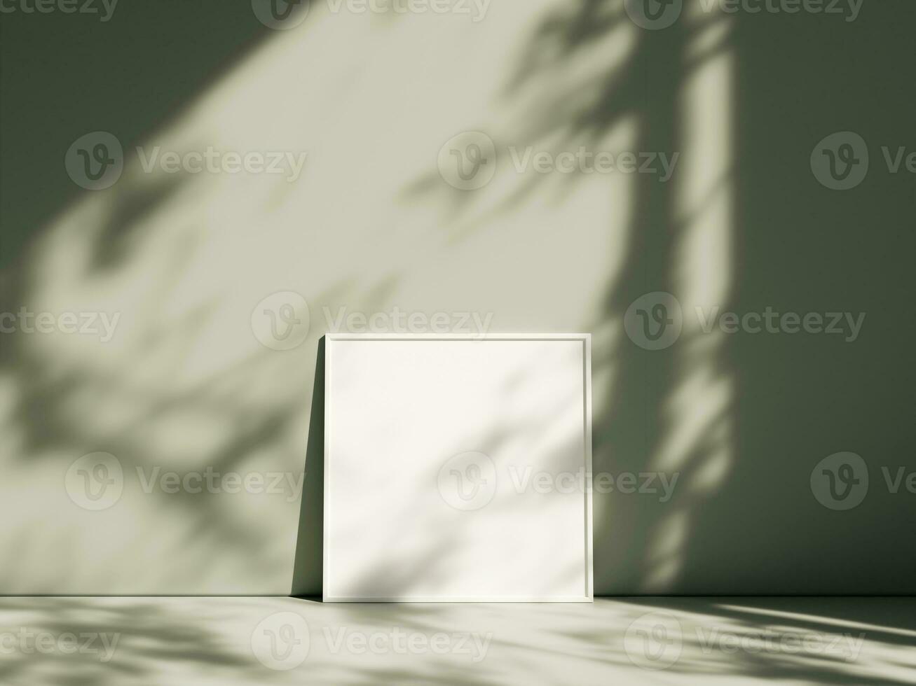 Minimal picture poster frame mockup on pastel floor with shadow photo