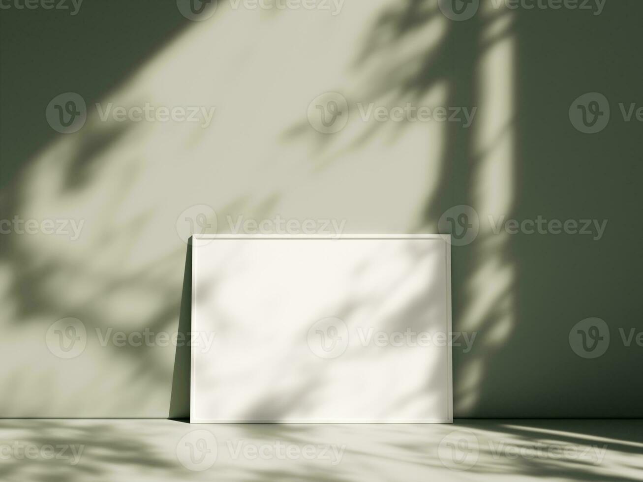 Minimal picture poster frame mockup on pastel floor with shadow photo