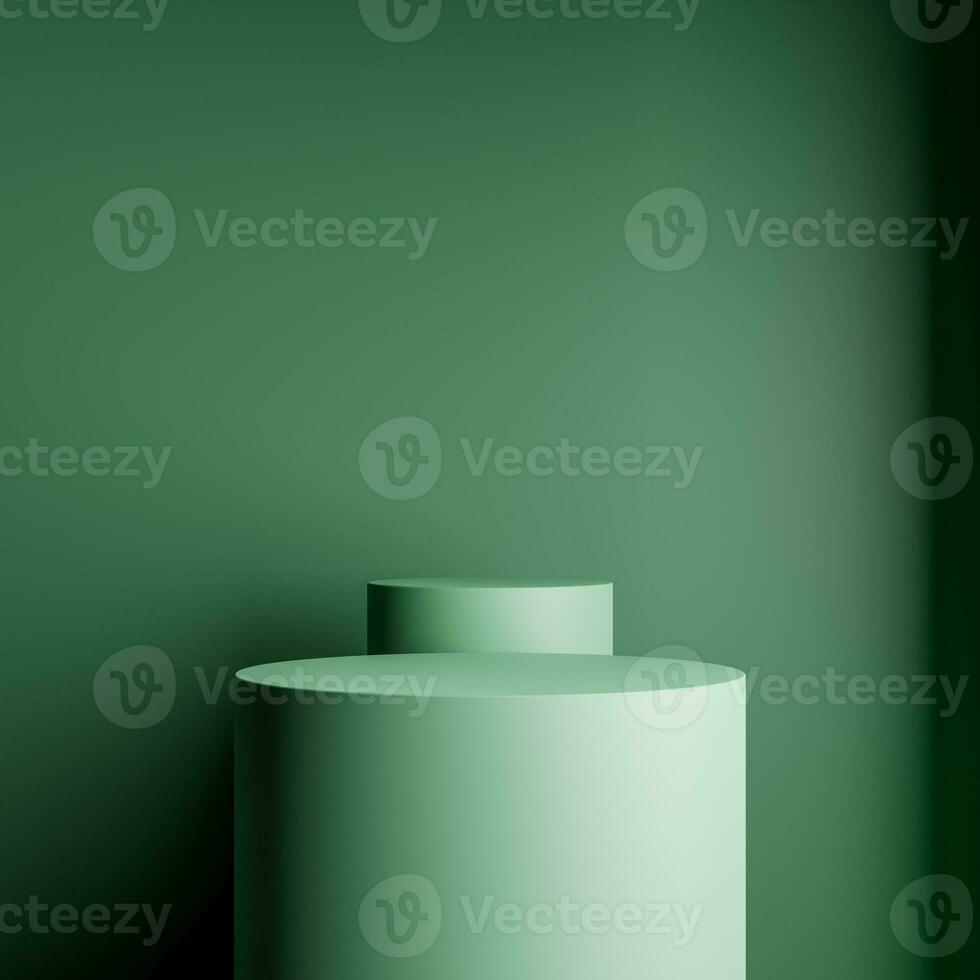 Geometric cylinder shape background in the brown studio room minimalist mockup for podium display or showcase photo