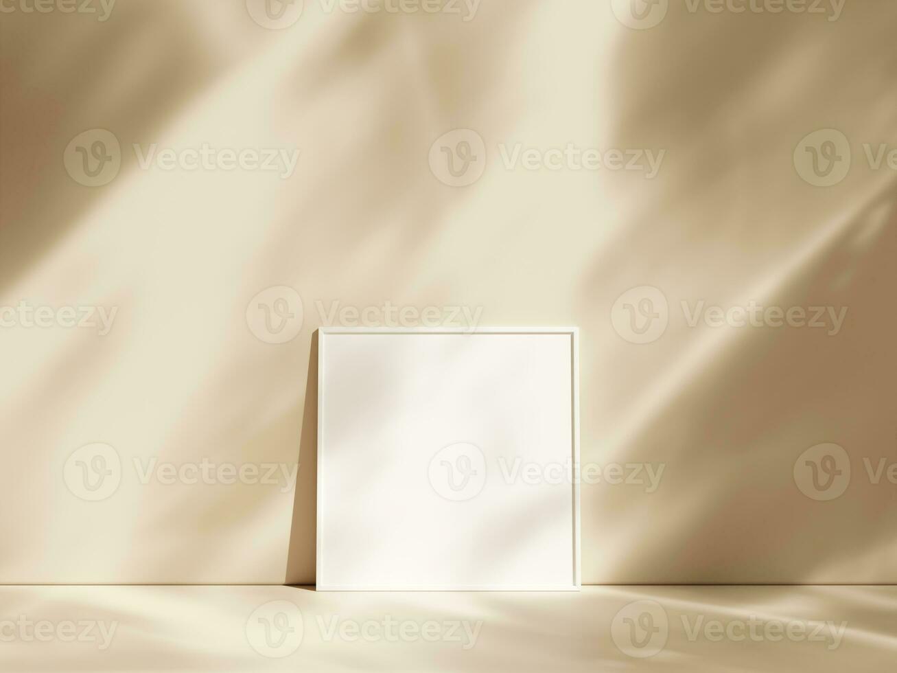 Minimal picture poster frame mockup on pastel floor with shadow photo