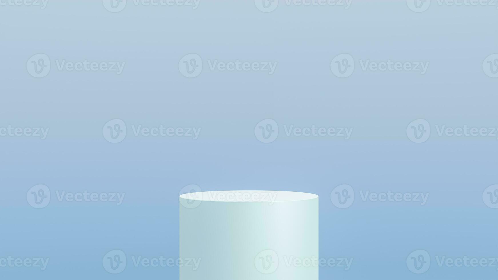 Abstract 3D blue cylinder pedestal podium with blue background. Pastel blue minimal scene with lighting for product display presentation. photo