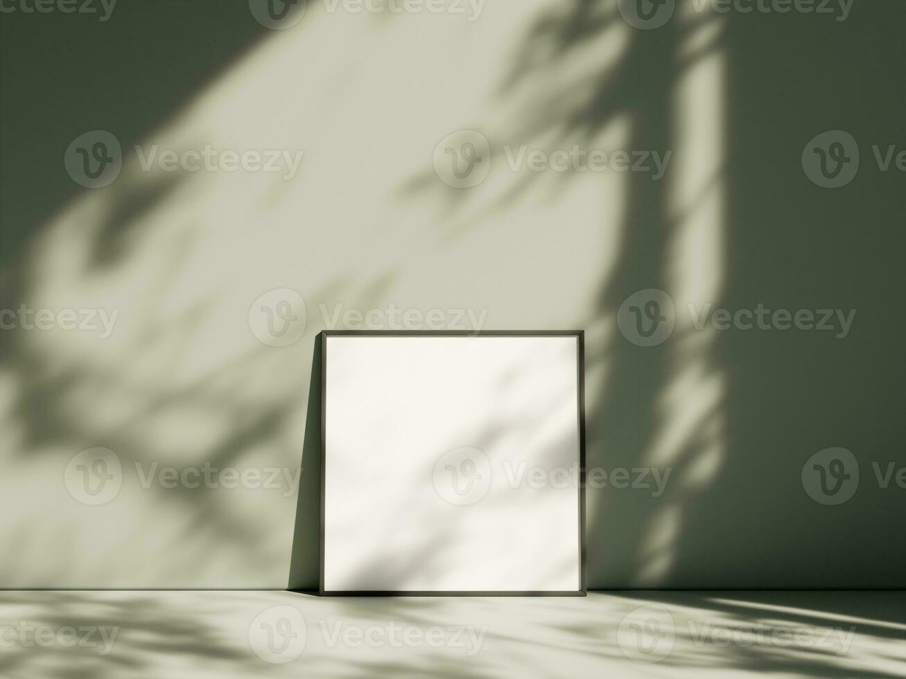 Minimal picture poster frame mockup on pastel floor with shadow photo