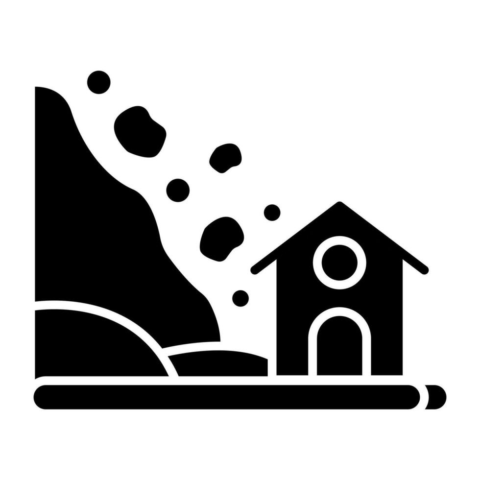 A solid design icon of landslide vector