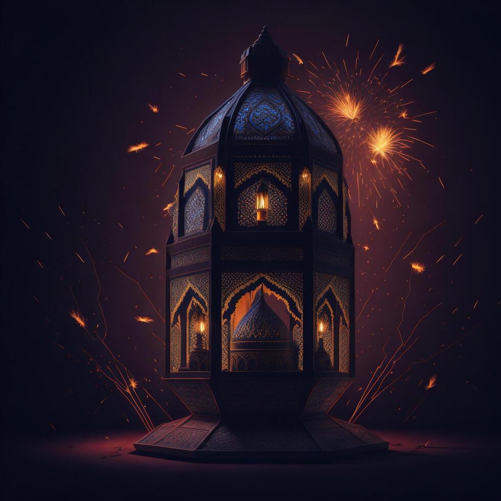 Islamic happy new year Leonardo Diffusion moroccan lamp background photo